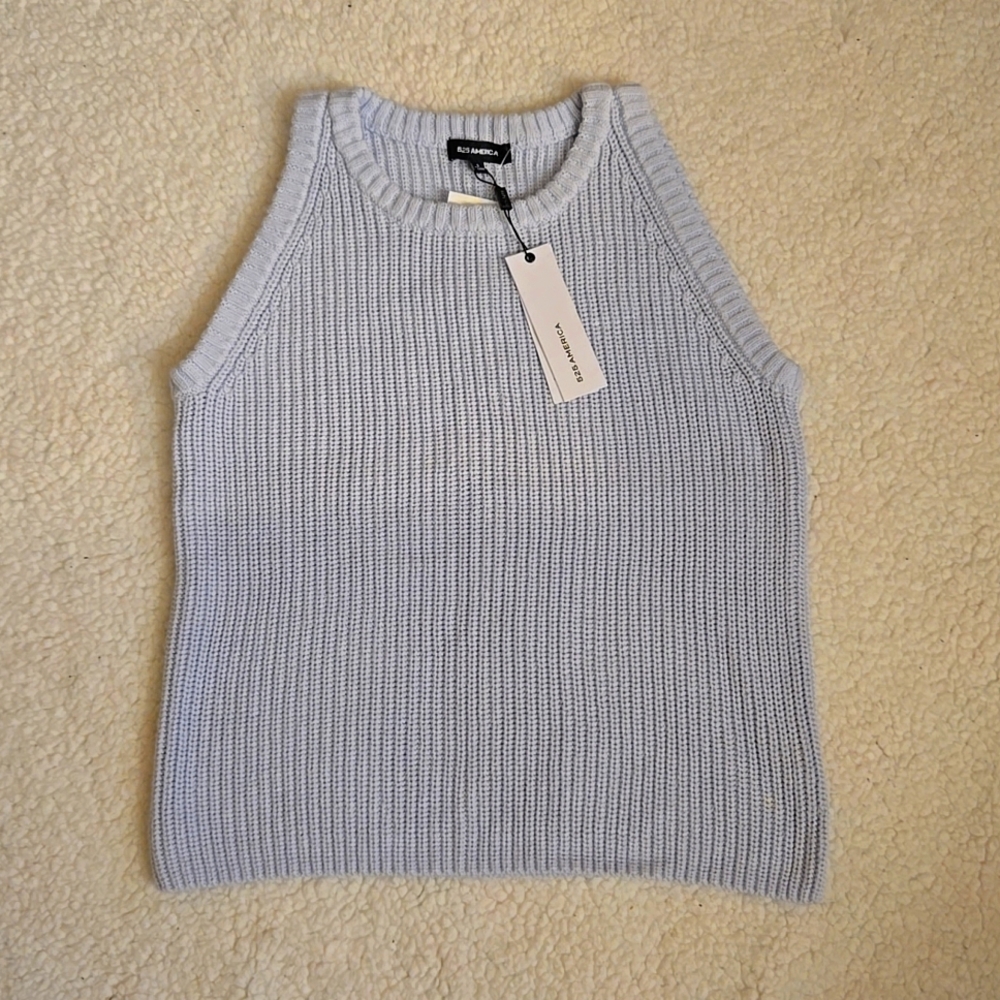 525 America Sweater Sleeveless Top in Silver Blue